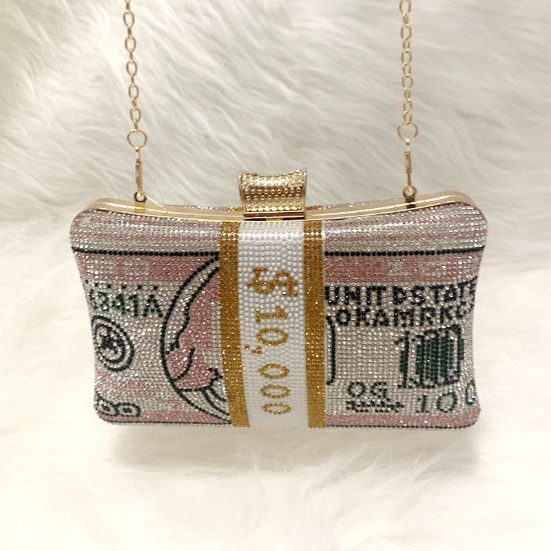 Rhinestone Clutch Purses for Women,Realistic Money Bag Purses for Party  Diamond Novelty Purse Evening Handbag, Gold - Walmart.com