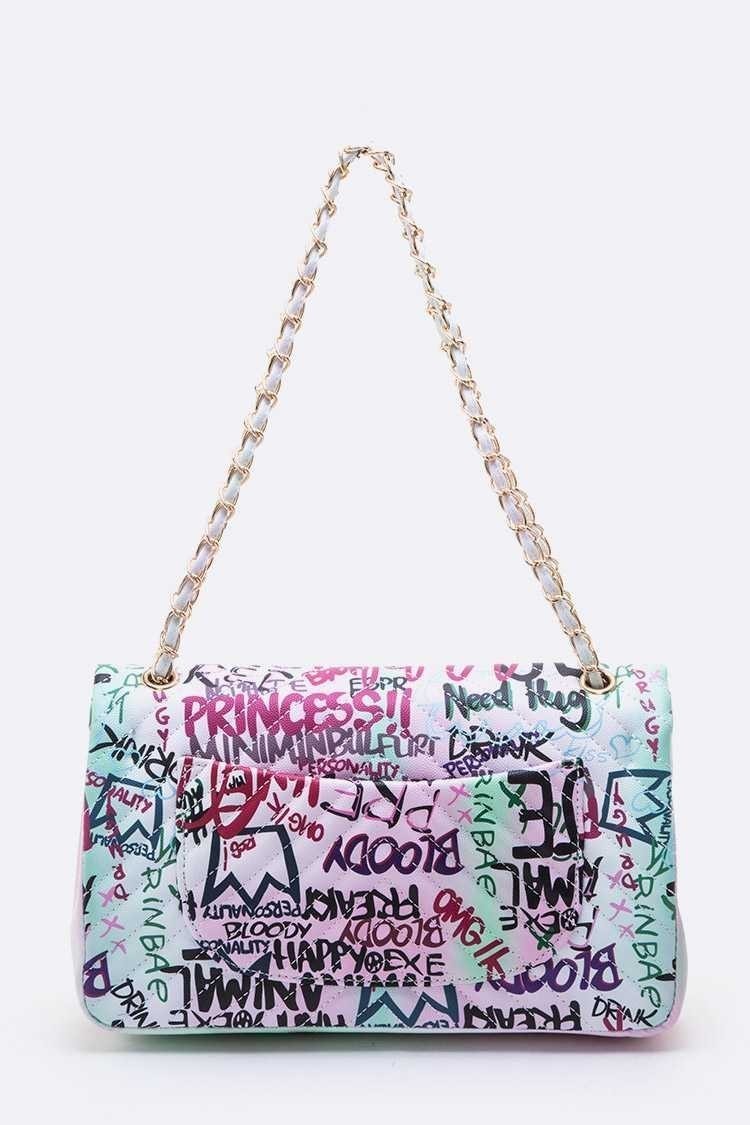 Striking Graffiti Chevron Quilted Shoulder Bag CA-6528 > Graffiti