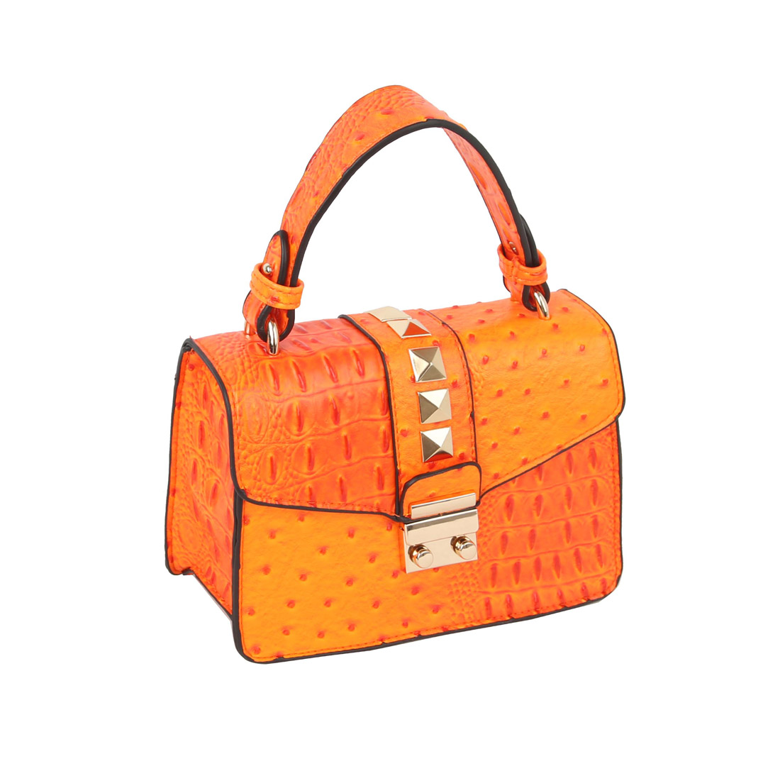 Neon Ostrich Croc Flap Crossbody Bag > Satchel > Mezon Handbags