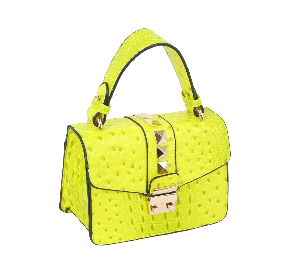 Neon Ostrich Croc Flap Crossbody Bag > Satchel > Mezon Handbags