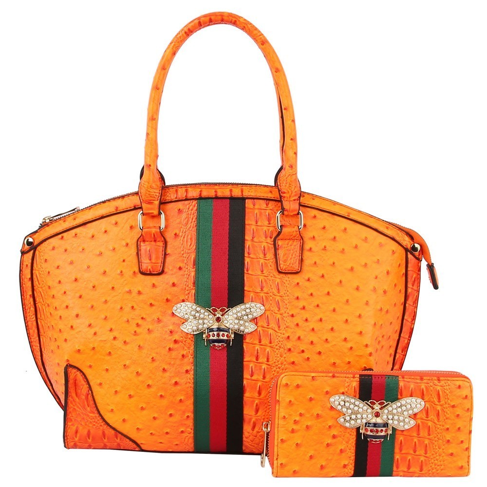 2 In 1 OSTRICH TOTE SET WITH WALLET on sale > Fashion Handbags > Mezon  Handbags