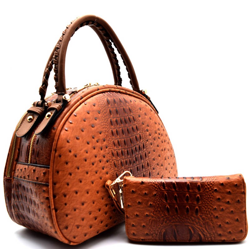 2-in-1 Crocodile Skin Dome Satchel Wallet Set > Fashion Handbags > Mezon  Handbags