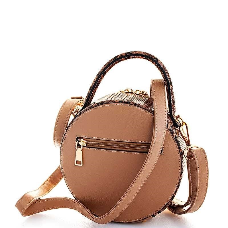 Small Round Leather Circle Crossbody Bags Beige