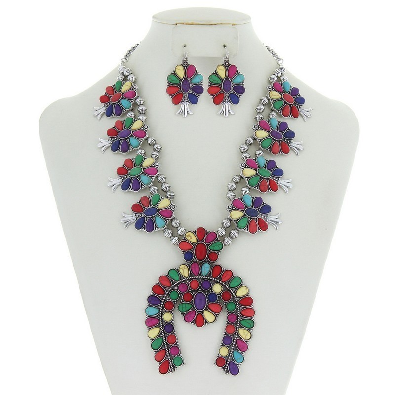 Jewelry, Multicolor Squash Blossom Necklace