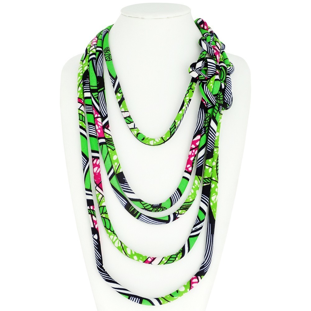 African prints rope necklace tribal handmade fabric neck piece