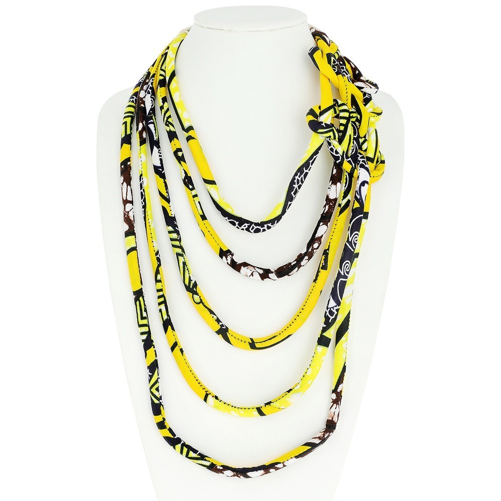 African print rope necklace tribal handmade fabric knot jewelry