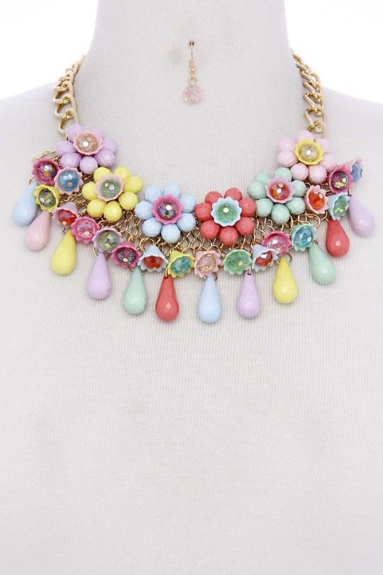 Multi Colour Sequin Floral Statement Necklace – colette by colette hayman