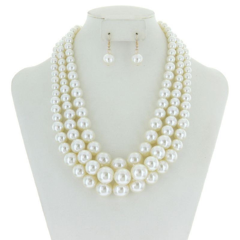 3-LAYER PEARLS FASHION NECKLACE SET SL-NPY036 > Fashion Necklaces ...