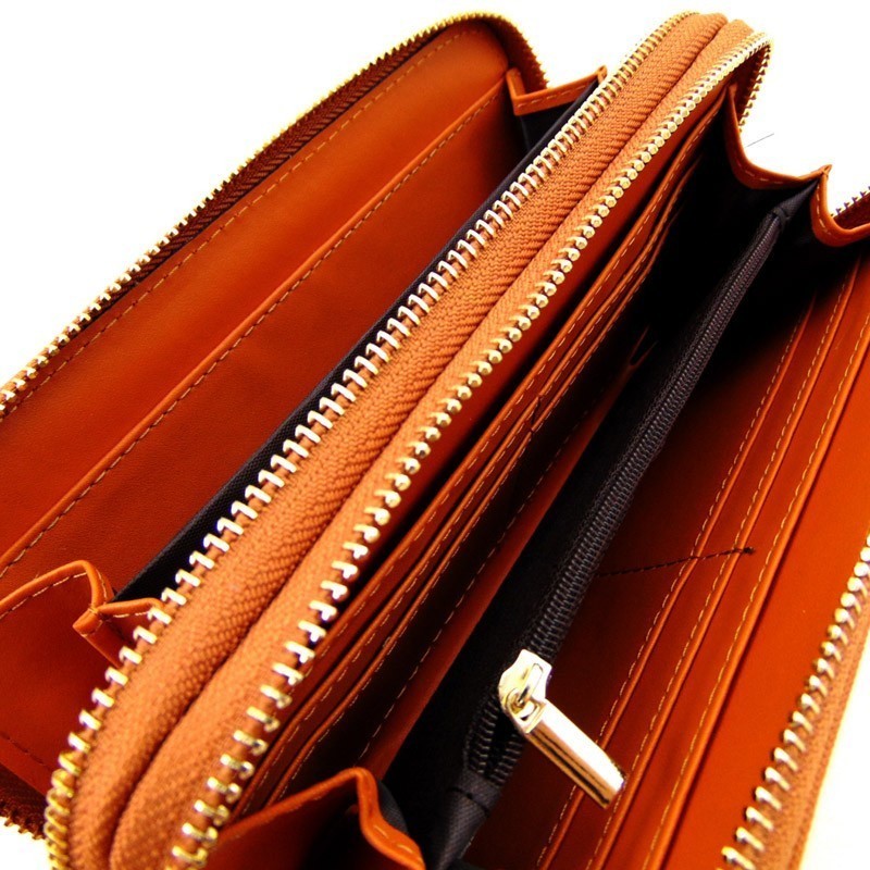 Fashionable Saffiano Double Zip-Around Wristlet Wallet MH-OCKW0095 &gt; Wallets &gt; Mezon Handbags