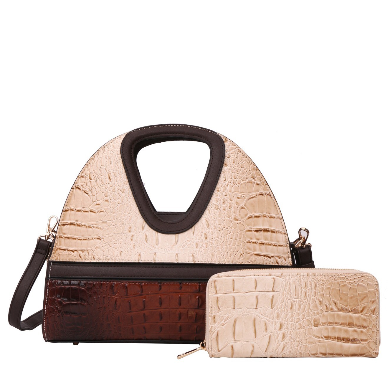 2-in-1 Crocodile Skin Dome Satchel Wallet Set > Fashion Handbags > Mezon  Handbags