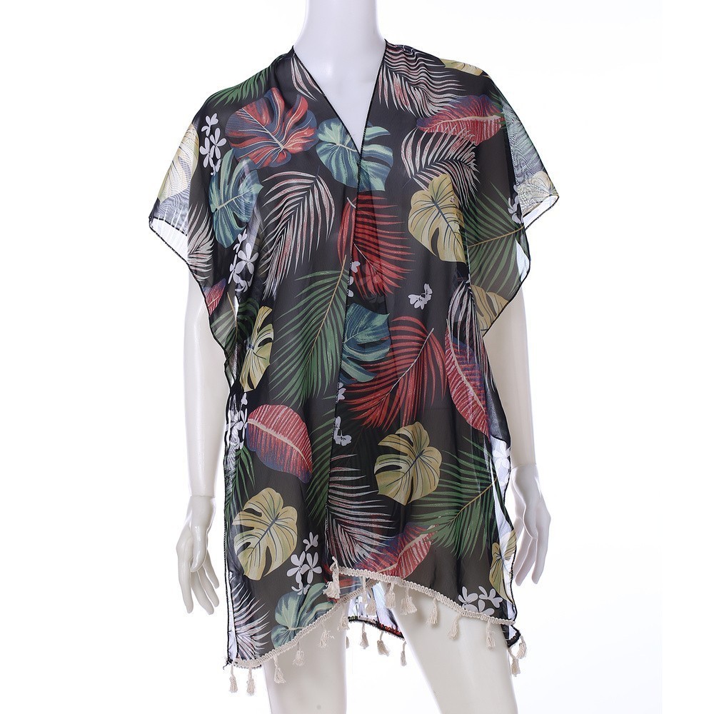 Chic Tropical Print KIMONO with Tassels SLS2044 > Scarves > Mezon Handbags