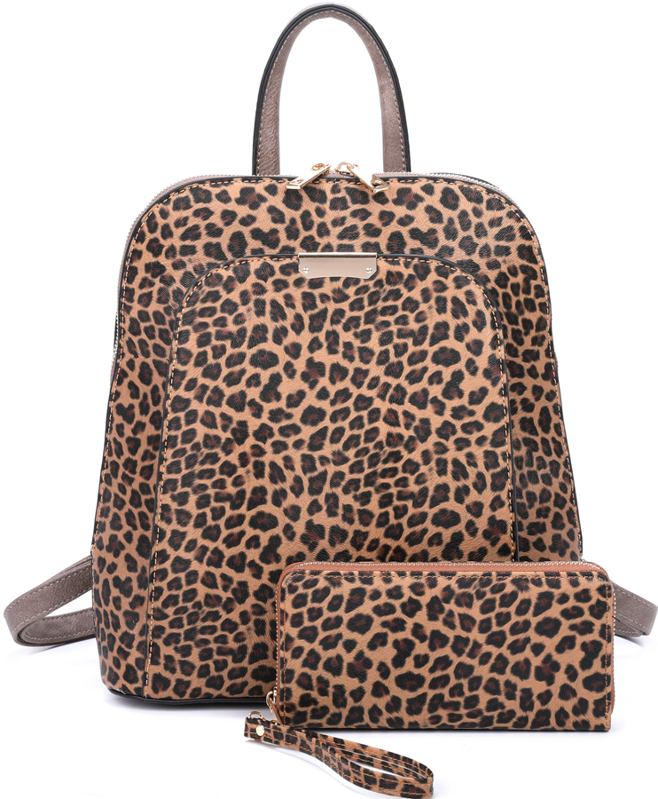 2 IN 1 FASHION LEOPARD PRINT BACKPACK SET JY-LF-17193-LT2 > Animal ...