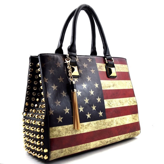 Vintage Rhinestone Tassel Embellished US Flag Bag US906 LP Classic Bags Monogram Mezon Handbags