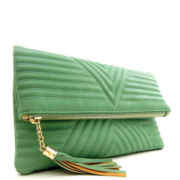Quilted Fold-Over Clutch Bag > Fashion Handbags > Mezon Handbags