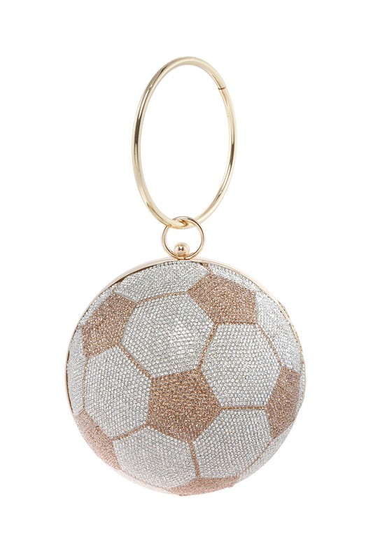Soccer Ball-Shaped Fully Rhinestoned Hard Case Clutch > Boutique Handbags >  Mezon Handbags