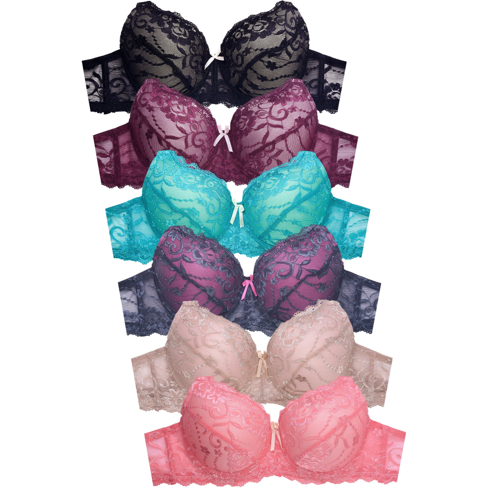 PACK OF 6 PIECES SEXY LACE DDD CUP BRA > Lingerie > Mezon Handbags