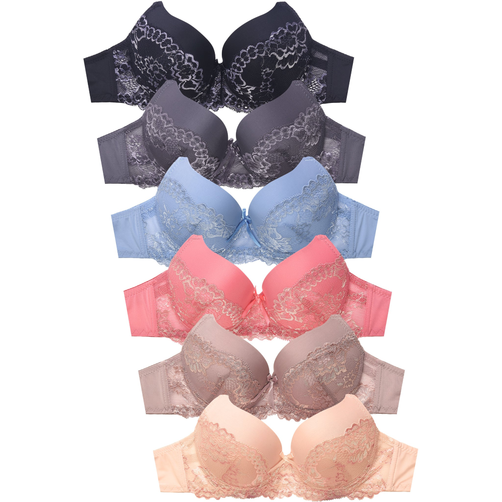 PACK OF 6 PIECES COMFY FULL CUP DD CUP BRA, WIDE STRAPMEZ4222JDD3 >  Lingerie > Mezon Handbags