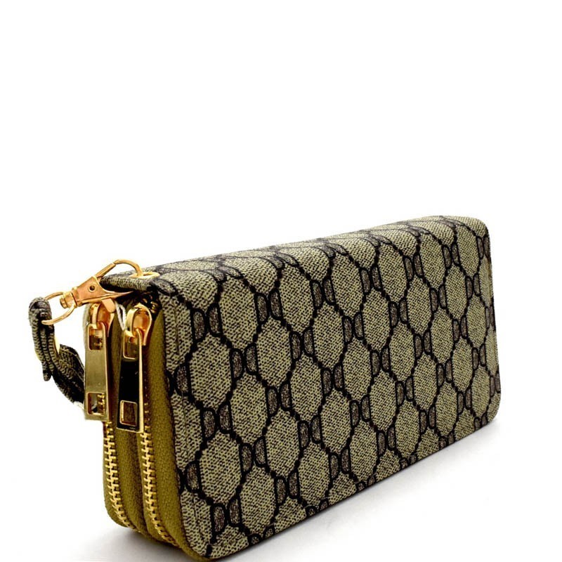 Monogram Double Zip-Around Wristlet Wallet MH-DD2W &gt; Fashion Handbags &gt; Mezon Handbags