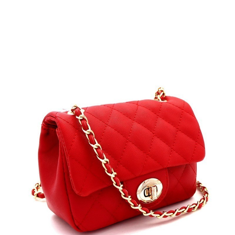Quilted Twist Lock Flap Square Bag, Chain Strap Crossbody Bag, Women's  Shoulder Purse For Phone