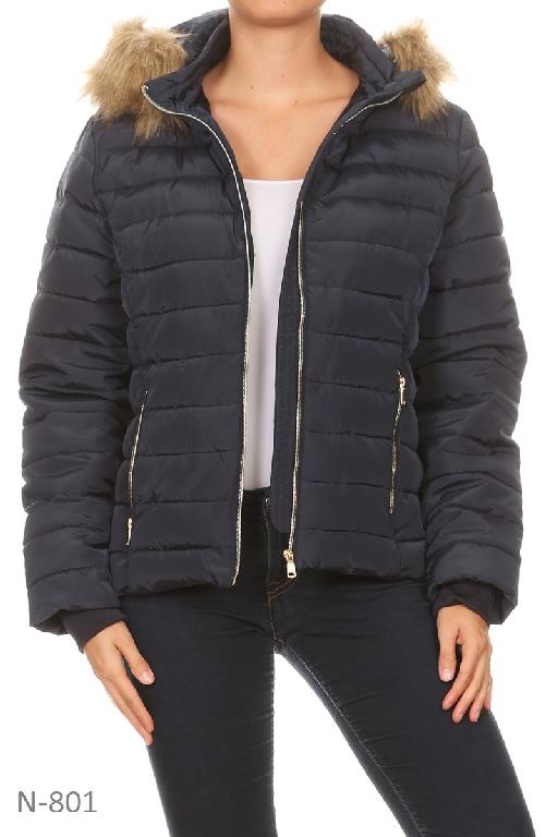 Waterproof Solid Fitted Puffer Jacket By Nina Rossi MH 