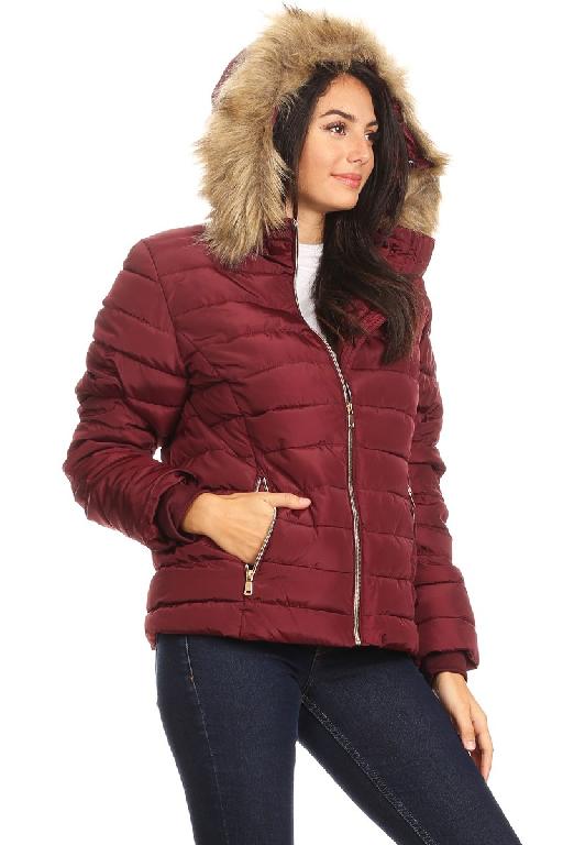 Waterproof Solid Fitted Puffer Jacket By Nina Rossi MH 