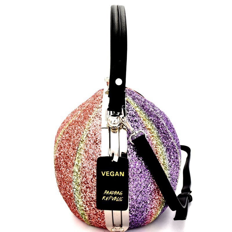 L0147-LP Multi-colored Glitter Patchwork Ball-Shaped Unique Satchel SET &gt; Satchel &gt; Mezon Handbags