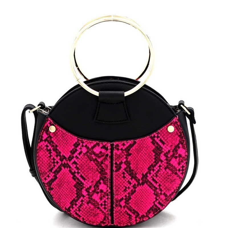 Neon Snake Print Round Satchel MH-LM19635 &gt; Animal Print &gt; Mezon Handbags