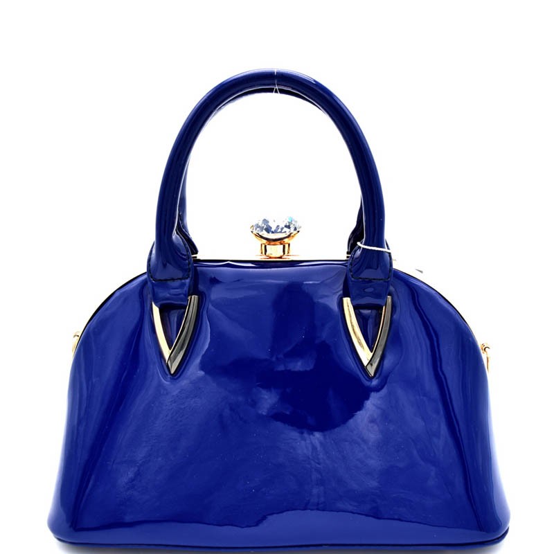 LOL012-LP Jewel-Top Patent Medium Frame Chic Satchel > Boutique Handbags >  Mezon Handbags