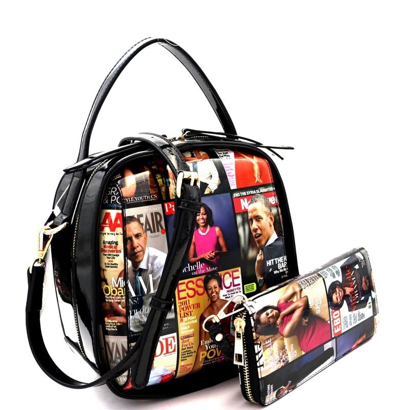 Michelle Obama Boxy Shoulder Bag Wallet SET &gt; Magazine Handbags - Michelle Obama &gt; Mezon Handbags