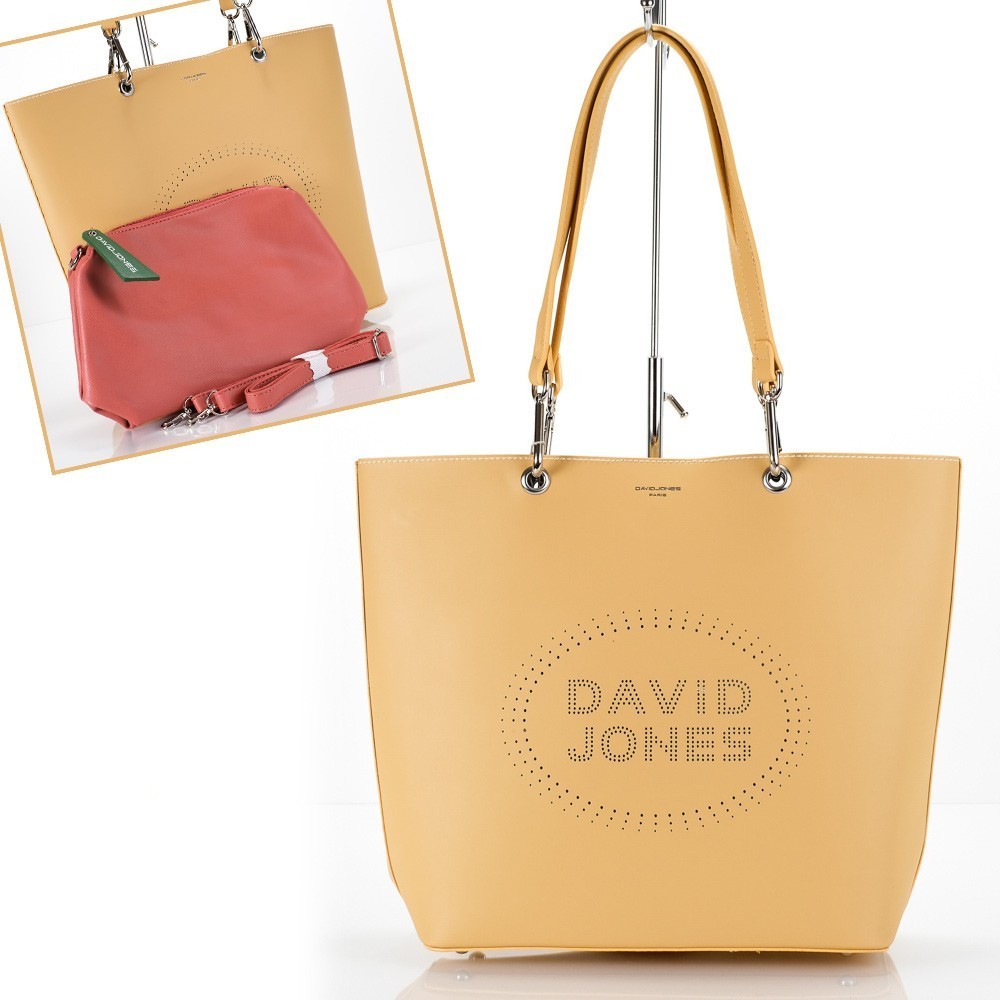 David Jones - Women's Large Handbag - Top Handle Bag PU Leather - Ladies  Tote Shopper - Shoulder Crossbody Bag Multiple Pocket Compartment Satchel 
