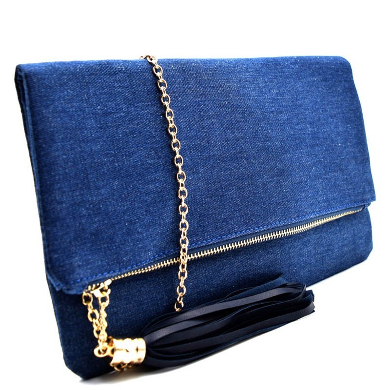 PPC5273-LP Denim Fold-over Clutch > Evening Bags > Mezon Handbags