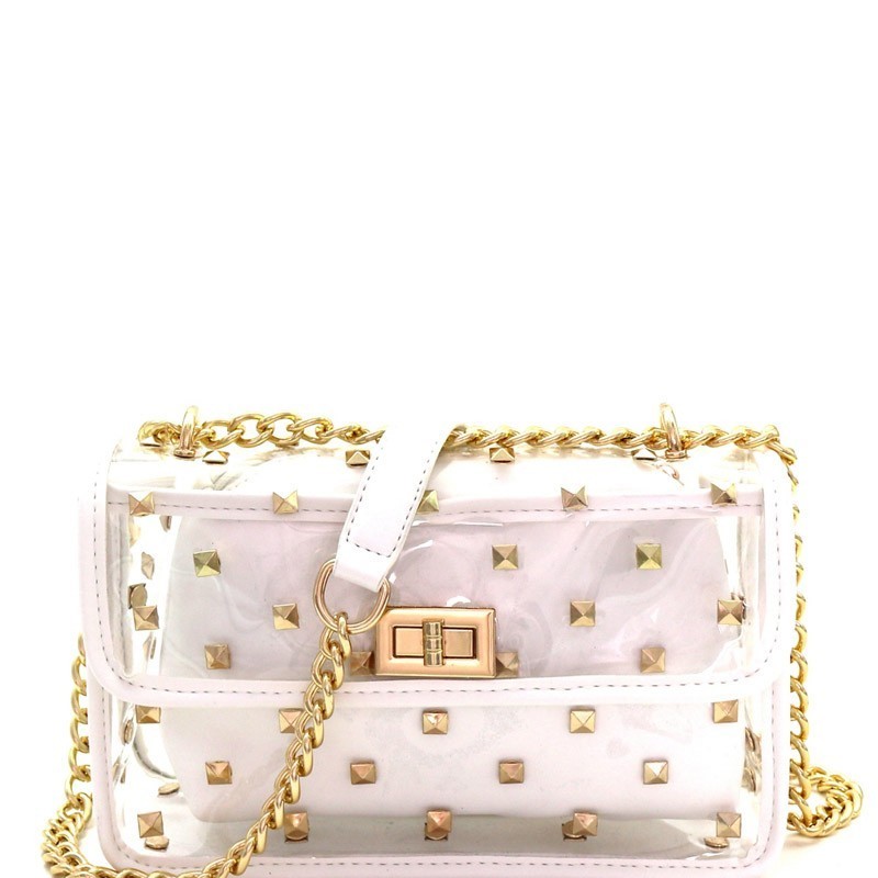 Clear Spike Studded Handbag