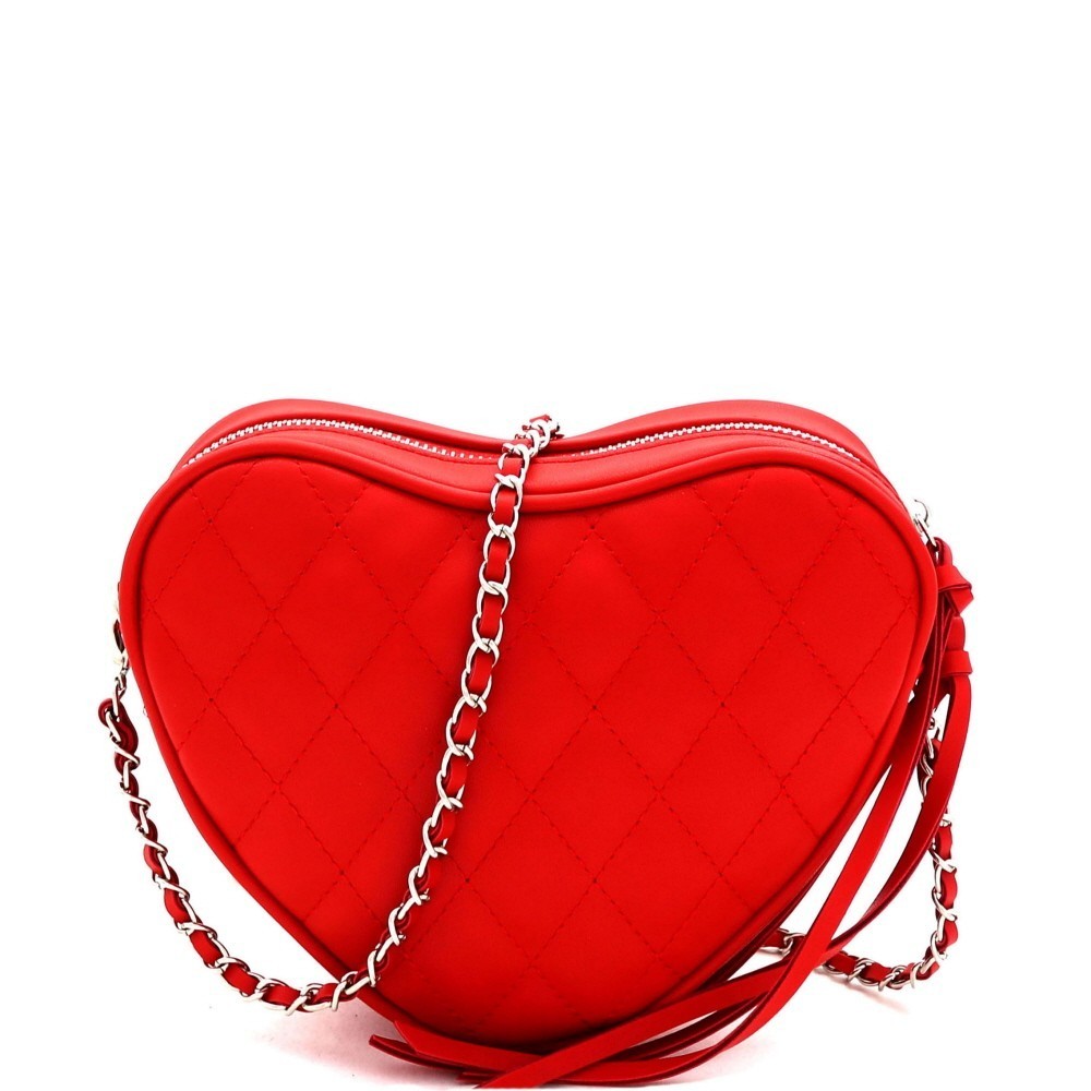 Quilted Heart-Shaped Crossbody Bag