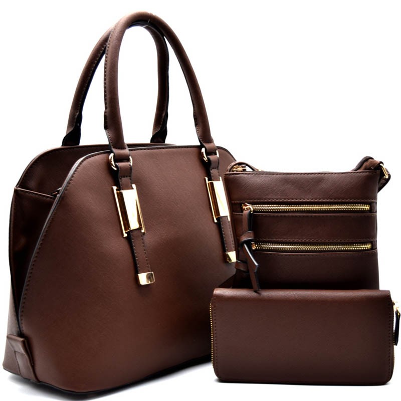 STA781-LP 3-Piece Dome Shape Satchel SET > Boutique Handbags