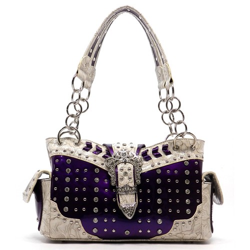 Western Style Rhinestone Conchos Studded Floral Conceal Carry Purse Country  Handbag Women Shoulder Bag Wallet Set Brown: Handbags: Amazon.com