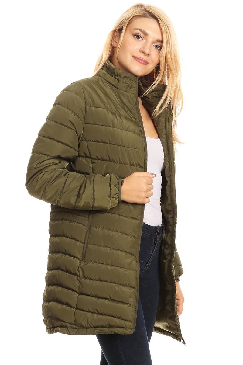 Solid Waterproof Fitted Puffer Jacket By Nina Rossi MH 
