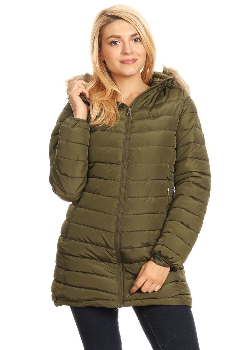 Solid Loose Fit Waterproof Puffer Jacket by Nina Rossi MH 