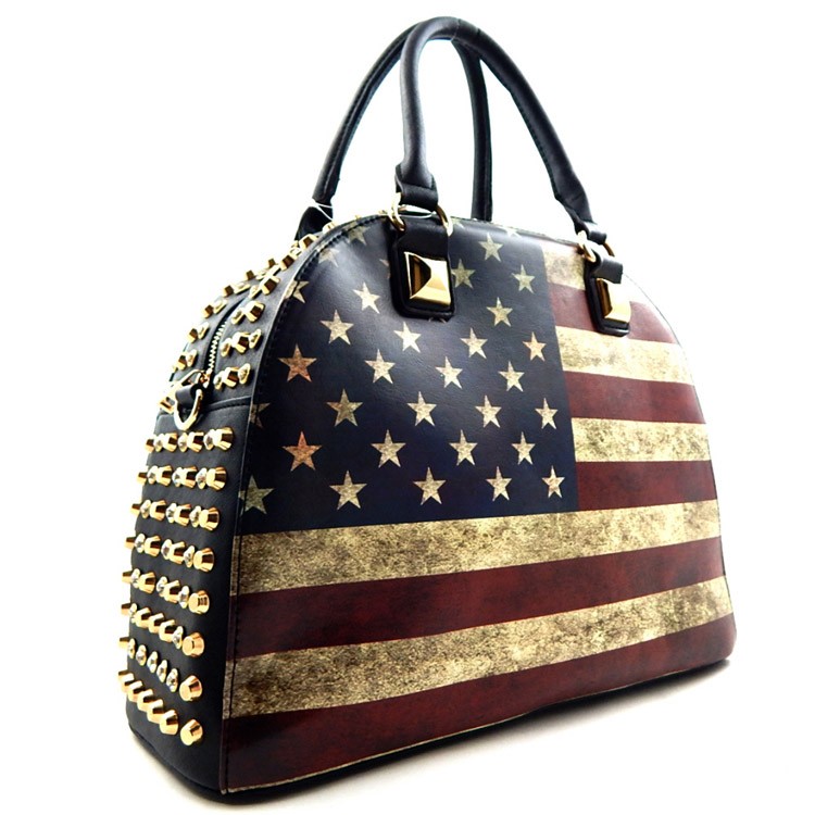 Vintage Us Flag Rhinestone Round Shape Bag > Classic Bags