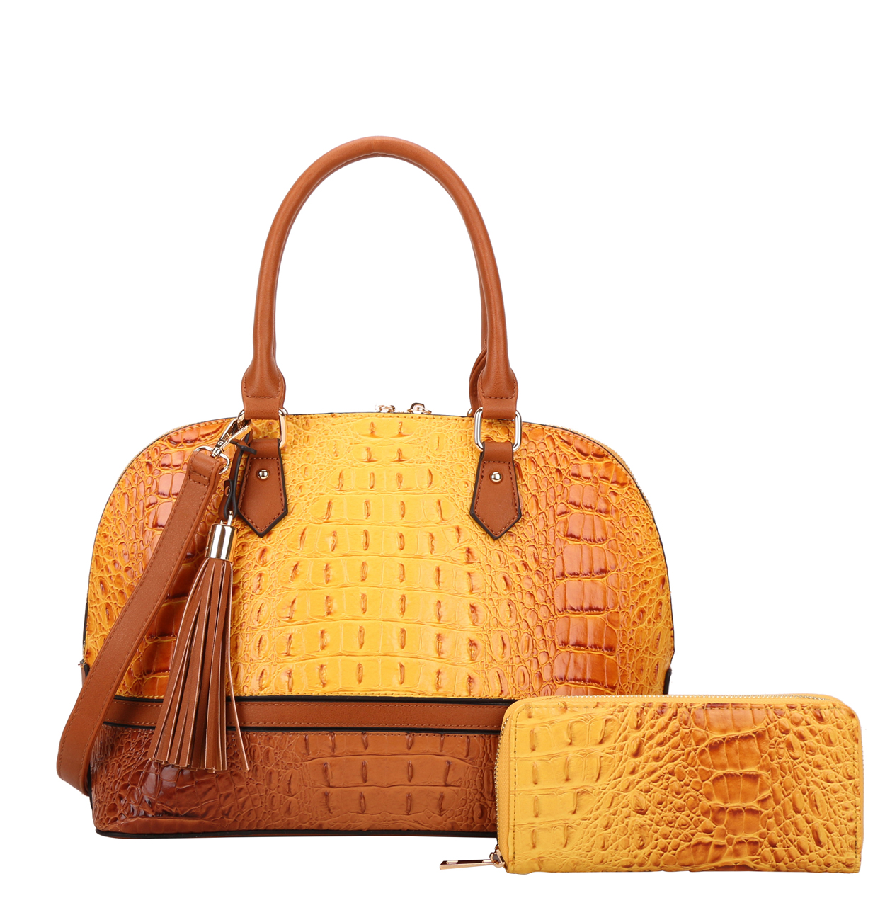2-in-1 Crocodile Skin Dome Satchel Wallet Set > Fashion Handbags ...