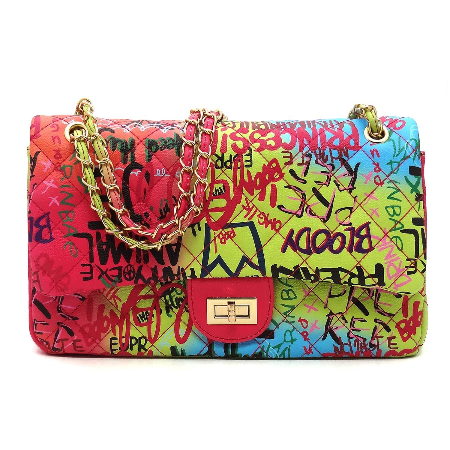 Graffiti Mix Color Shoulder Bag - Burgundy main image 0