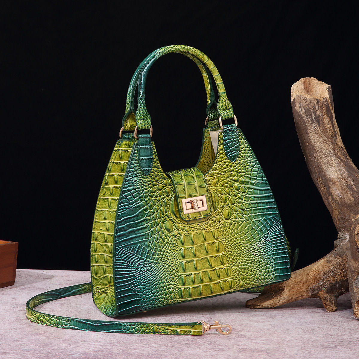 Croc Alligator Skin Shoulder Crossbody Bag Croc Animal Print 
