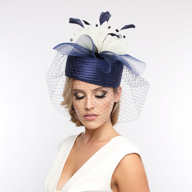 6467 8 Pcs Fascinators Funeral Hats Pillbox Hat With Veil Feather Headband Pillbox Hat With Mesh VEIL and feathers MEZ2176 > Dressy  main image 4