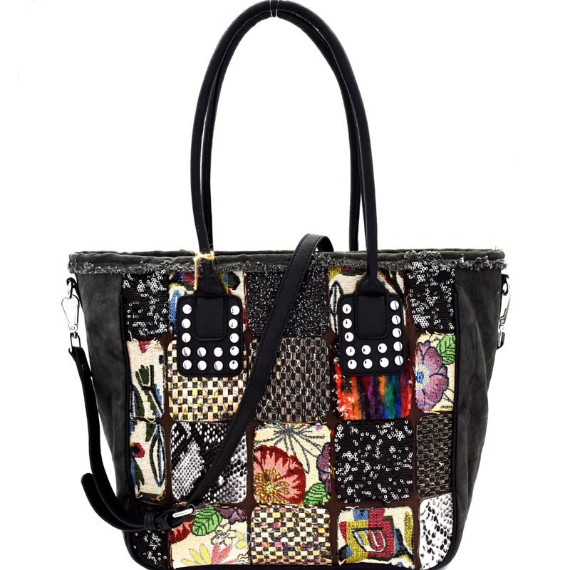 Multi-Colored Vintage Patchwork 2-Way Tote MH-CJF060 &gt; Fashion Handbags &gt; Mezon Handbags