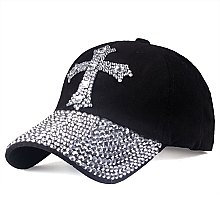 Crystal Cross Embelished Denim Cap