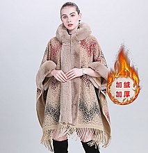 Warm Winter Shawl Wrap Cape With Fur