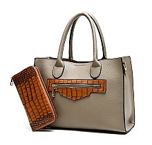2 in 1 Crocodile Accent Satchel With Wallet