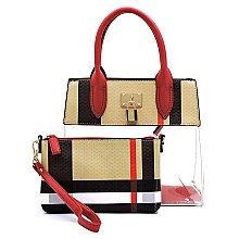 Padlock Accent Plaid Check 2-in-1 Satchel