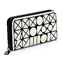 Fashion Geometric Checker Zip Around Wallet