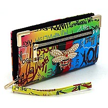 QUEENBEE GRAFFITI  STRIPE  WALLET WRISTLET