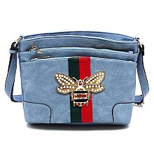 Multi Zip Pocket Queen Bee Stripe Crossbody Bag